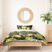 Yellow Hawaii Kukui Nut Lei Bedding Set Hawaiian Pattern Monstera Tropical Vibes - Polynesian Pride