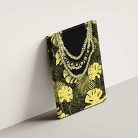 Yellow Hawaii Kukui Nut Lei Canvas Wall Art Hawaiian Pattern Monstera Tropical Vibes - Polynesian Pride
