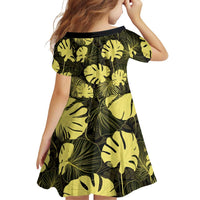 Yellow Hawaii Kukui Nut Lei Family Matching Off Shoulder Short Dress and Hawaiian Shirt Hawaiian Pattern Monstera Tropical Vibes - Polynesian Pride