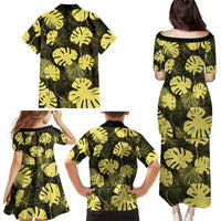 Yellow Hawaii Kukui Nut Lei Family Matching Puletasi and Hawaiian Shirt Hawaiian Pattern Monstera Tropical Vibes - Polynesian Pride