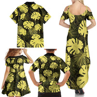 Yellow Hawaii Kukui Nut Lei Family Matching Summer Maxi Dress and Hawaiian Shirt Hawaiian Pattern Monstera Tropical Vibes - Polynesian Pride