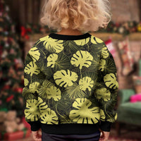 Yellow Hawaii Kukui Nut Lei Kid Ugly Christmas Sweater Hawaiian Pattern Monstera Tropical Vibes - Polynesian Pride
