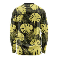 Yellow Hawaii Kukui Nut Lei Long Sleeve Shirt Hawaiian Pattern Monstera Tropical Vibes LT14 - Polynesian Pride
