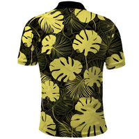 Yellow Hawaii Kukui Nut Lei Polo Shirt Hawaiian Pattern Monstera Tropical Vibes LT14 - Polynesian Pride