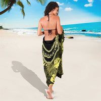 Yellow Hawaii Kukui Nut Lei Sarong Hawaiian Pattern Monstera Tropical Vibes - Polynesian Pride