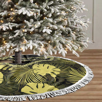 Yellow Hawaii Kukui Nut Lei Tree Skirt Hawaiian Pattern Monstera Tropical Vibes - Polynesian Pride