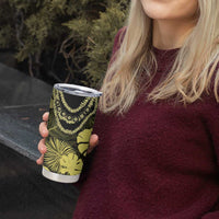 Yellow Hawaii Kukui Nut Lei Tumbler Cup Hawaiian Pattern Monstera Tropical Vibes - Polynesian Pride