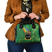 Hawaii Saint Patrick's Day Shoulder Handbag Funny Leprechaun With Pot Of Gold - Polynesian Tattoo