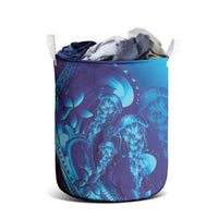 Purple Paradise Polynesia Jellyfish Laundry Basket Plumeria Polynesian Tattoo Glowing Vibes
