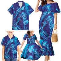 Purple Paradise Polynesia Jellyfish Family Matching Mermaid Dress and Hawaiian Shirt Plumeria Polynesian Tattoo Glowing Vibes