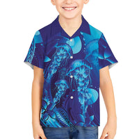 Purple Paradise Polynesia Jellyfish Family Matching Mermaid Dress and Hawaiian Shirt Plumeria Polynesian Tattoo Glowing Vibes