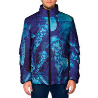 Purple Paradise Polynesia Jellyfish Padded Jacket Plumeria Polynesian Tattoo Glowing Vibes LT14 Men Purple - Polynesian Pride