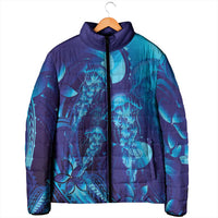 Purple Paradise Polynesia Jellyfish Padded Jacket Plumeria Polynesian Tattoo Glowing Vibes LT14 - Polynesian Pride