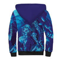 Purple Paradise Polynesia Jellyfish Sherpa Hoodie Plumeria Polynesian Tattoo Glowing Vibes
