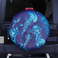 Purple Paradise Polynesia Jellyfish Spare Tire Cover Plumeria Polynesian Tattoo Glowing Vibes