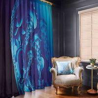 Purple Paradise Polynesia Jellyfish Window Curtain Plumeria Polynesian Tattoo Glowing Vibes