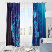Purple Paradise Polynesia Jellyfish Window Curtain Plumeria Polynesian Tattoo Glowing Vibes