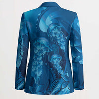 Blue Gradient Polynesia Jellyfish Blazer Plumeria Polynesian Tattoo Glowing Vibes
