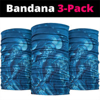 Blue Gradient Polynesia Jellyfish Neck Gaiter Plumeria Polynesian Tattoo Glowing Vibes