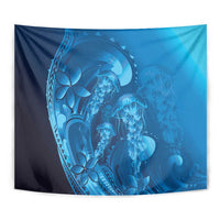 Blue Gradient Polynesia Jellyfish Tapestry Plumeria Polynesian Tattoo Glowing Vibes