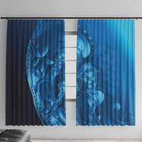 Blue Gradient Polynesia Jellyfish Window Curtain Plumeria Polynesian Tattoo Glowing Vibes LT14 With Hooks Blue - Polynesian Pride
