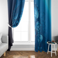 Blue Gradient Polynesia Jellyfish Window Curtain Plumeria Polynesian Tattoo Glowing Vibes LT14 - Polynesian Pride