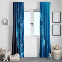 Blue Gradient Polynesia Jellyfish Window Curtain Plumeria Polynesian Tattoo Glowing Vibes LT14 - Polynesian Pride