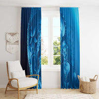 Blue Gradient Polynesia Jellyfish Window Curtain Plumeria Polynesian Tattoo Glowing Vibes LT14 - Polynesian Pride
