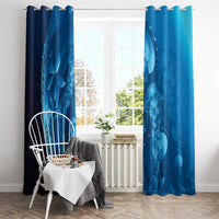Blue Gradient Polynesia Jellyfish Window Curtain Plumeria Polynesian Tattoo Glowing Vibes LT14 - Polynesian Pride