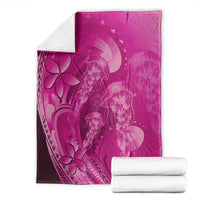 Pink Gradient Polynesia Jellyfish Blanket Plumeria Polynesian Tattoo Glowing Vibes