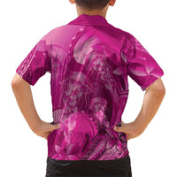 Pink Gradient Polynesia Jellyfish Family Matching Off Shoulder Maxi Dress and Hawaiian Shirt Plumeria Polynesian Tattoo Glowing Vibes