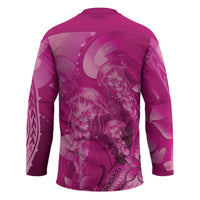 Pink Gradient Polynesia Jellyfish Hockey Jersey Plumeria Polynesian Tattoo Glowing Vibes LT14 - Polynesian Pride