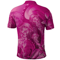 Pink Gradient Polynesia Jellyfish Polo Shirt Plumeria Polynesian Tattoo Glowing Vibes LT14 - Polynesian Pride