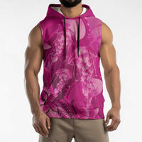 Pink Gradient Polynesia Jellyfish Sleeveless Hoodie Plumeria Polynesian Tattoo Glowing Vibes