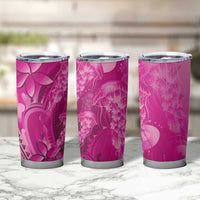 Pink Gradient Polynesia Jellyfish Tumbler Cup Plumeria Polynesian Tattoo Glowing Vibes LT14 - Polynesian Pride