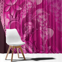 Pink Gradient Polynesia Jellyfish Window Curtain Plumeria Polynesian Tattoo Glowing Vibes