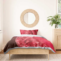Red Gradient Polynesia Jellyfish Bedding Set Plumeria Polynesian Tattoo Glowing Vibes