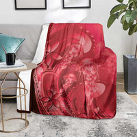 Red Gradient Polynesia Jellyfish Blanket Plumeria Polynesian Tattoo Glowing Vibes