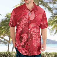 Red Gradient Polynesia Jellyfish Hawaiian Shirt Plumeria Polynesian Tattoo Glowing Vibes