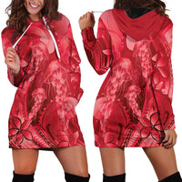 Red Gradient Polynesia Jellyfish Hoodie Dress Plumeria Polynesian Tattoo Glowing Vibes