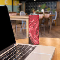 Red Gradient Polynesia Jellyfish Skinny Tumbler Plumeria Polynesian Tattoo Glowing Vibes