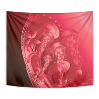 Red Gradient Polynesia Jellyfish Tapestry Plumeria Polynesian Tattoo Glowing Vibes