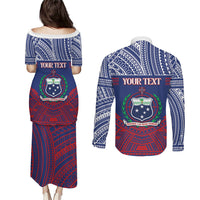 Personalised Samoa Independence Day Couples Matching Puletasi and Long Sleeve Button Shirt 64th Anniversary Toa O Samoa