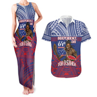Personalised Samoa Independence Day Couples Matching Tank Maxi Dress and Hawaiian Shirt 64th Anniversary Toa O Samoa