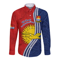 Kiribati Independence Day Long Sleeve Button Shirt Happy 44th Anniversary Hibiscus Polynesian LT14 Unisex Red - Polynesian Pride