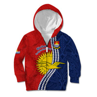 Personalised Kiribati Independence Day Kid Hoodie Happy 44th Anniversary Hibiscus Polynesian LT14 Zip Hoodie Red - Polynesian Pride