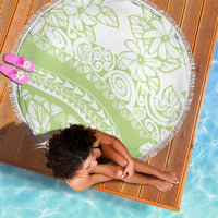 Polynesian Tiare Flower Sage Green Pastel Beach Blanket