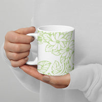 Polynesian Tiare Flower Sage Green Pastel Ceramic Mug