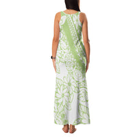 Polynesian Tiare Flower Sage Green Pastel Family Matching Tank Maxi Dress and Hawaiian Shirt