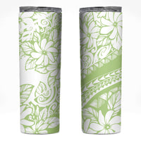 Polynesian Tiare Flower Sage Green Pastel Skinny Tumbler